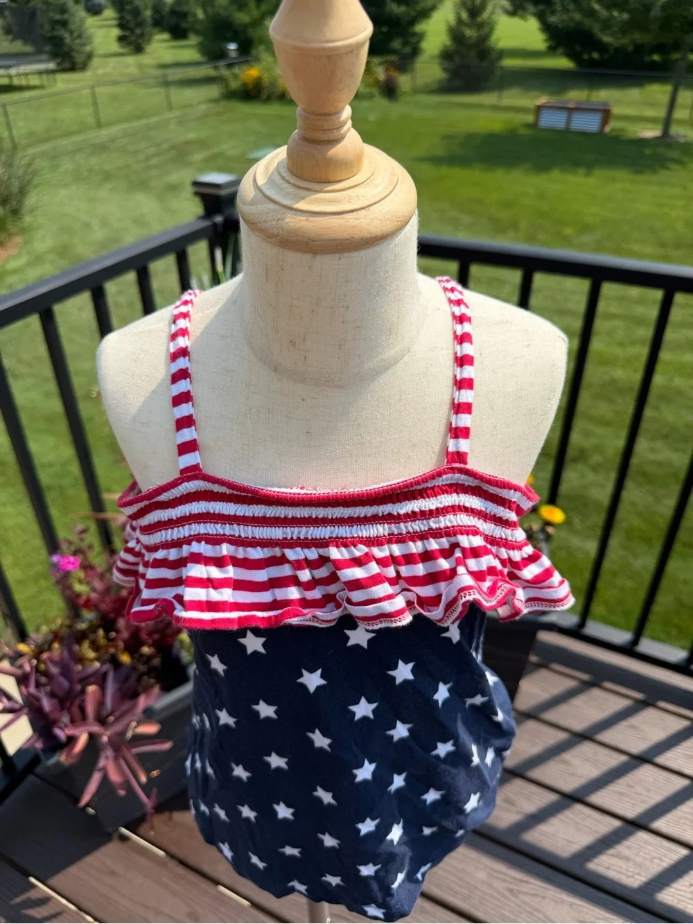 The Children’s Place Girls Patriotic Stars & Stripes Ruffle Tank Size 7/8